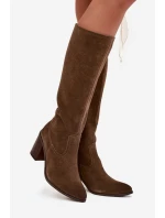 Dámské kozačky z přírodního semiše vyhřívané s olivové model 21712321 - SERGIO LEONE Dámské kozačky z přírodního semiše vyhřívané s olivové model 21712321 - SERGIO LEONE