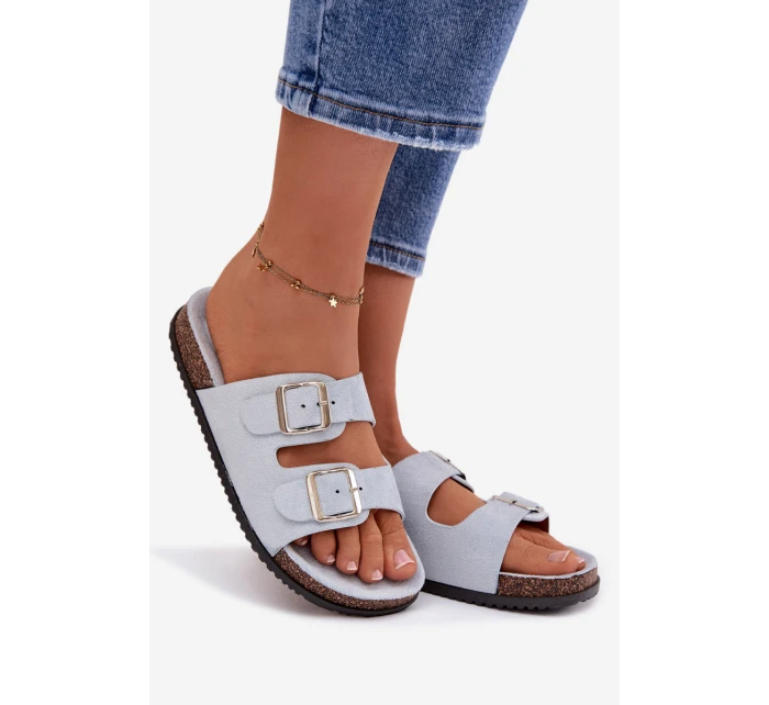 Dámské pantofle s přezkami Modré Oliena