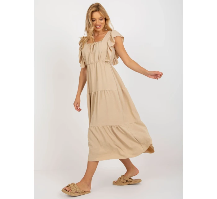 Sukienka DHJ SK model 18605439 ciemny bezowy - FPrice Sukienka DHJ SK model 18605439 ciemny bezowy - FPrice