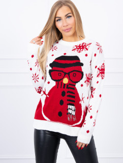 Vianočný sveter so snehuliakom ecru