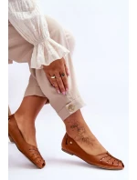 Pohodlné dámske kožené baleríny Brown Luka