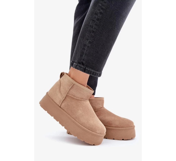 Dámske snežnice na platforme Ninala - tmavo béžové Dámske snežnice na platforme Ninala - tmavo béžové