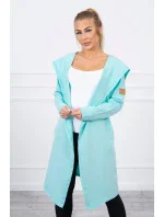 Dlouhý kabát s kapucí mátový Dlouhý kabát s kapucí mátový