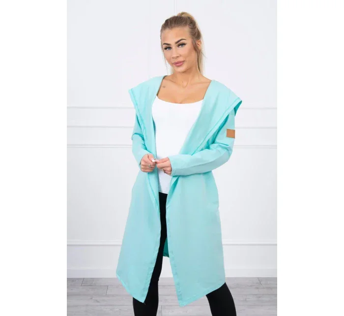 Dlouhý kabát s kapucí mátový Dlouhý kabát s kapucí mátový