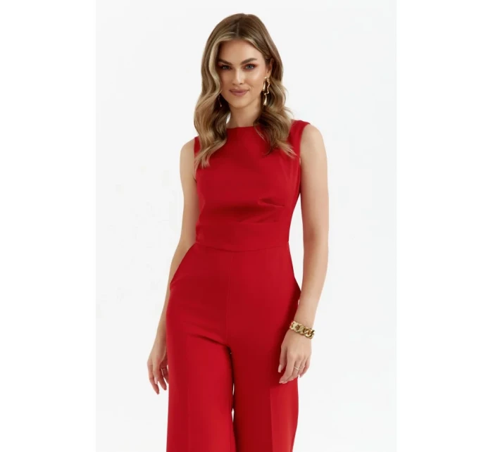 S115 Kombinéza so širokými nohavicami - červená