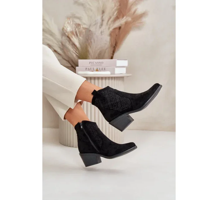 Acorn členkové topánky Kovbojské topánky na zips Eco Suede Black S.Barski