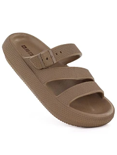 Dámske športové žabky na hrubej bazénovej podrážke hnedé Big Star TT274A041