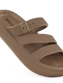 Dámske športové žabky na hrubej bazénovej podrážke hnedé Big Star TT274A041