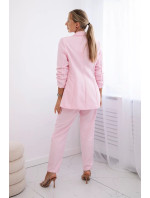 Elegantní souprava saka a kalhot model 19916867 růžová - K-Fashion