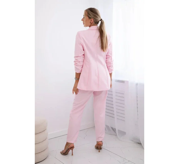 Elegantný set saka a nohavíc candy pink