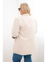 Dámská bunda Plus Size s podšívkou v leopardím vzoru béžová Dámská bunda Plus Size s podšívkou v leopardím vzoru béžová