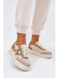 Buty Sportowe Damskie Na Platformie Panterka Khaki Lorori