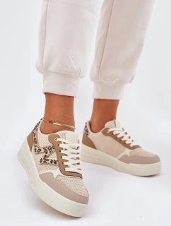Buty Sportowe Damskie Na Platformie Panterka Khaki Lorori