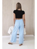 Dámské široké kalhoty Světle modrá model 21124966 - Kesi