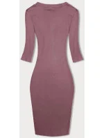 Dámske priliehavé rebrované šaty v špinavoružovej farbe (5579-35)