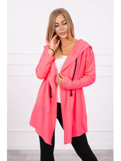 Voľná bunda s kapucňou ružová neónová