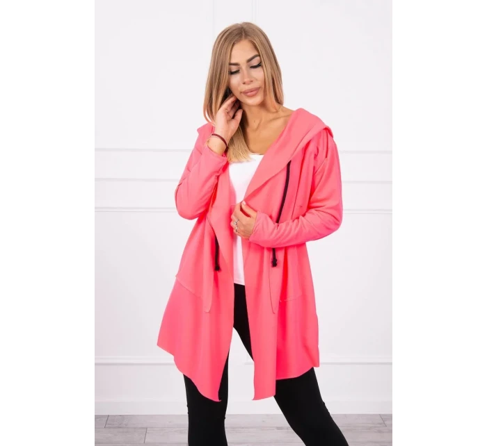 Voľná bunda s kapucňou ružová neónová Voľná bunda s kapucňou ružová neónová