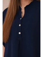 Blúzka s predĺženým zadným dielom navy