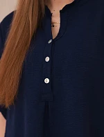 Blúzka s predĺženým zadným dielom navy