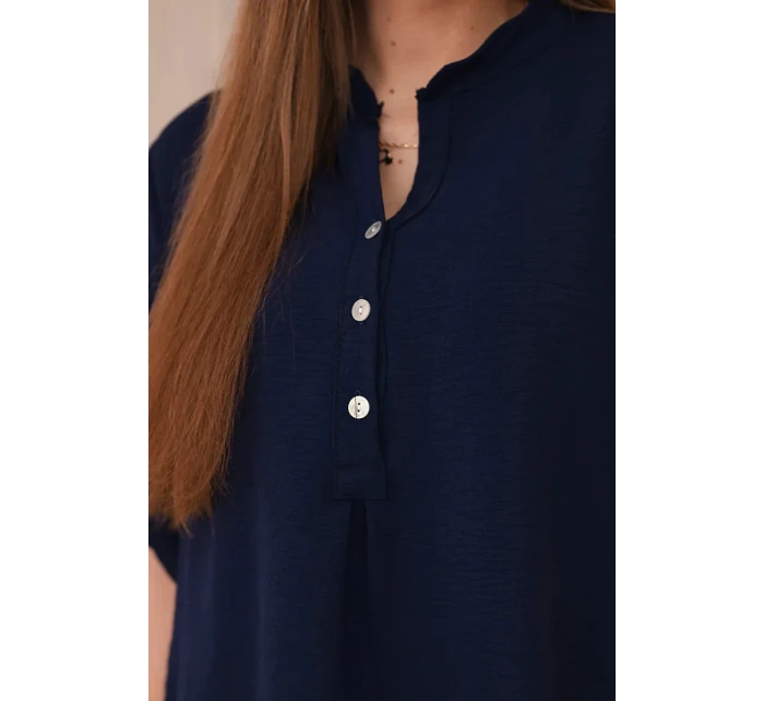 Blúzka s predĺženým zadným dielom navy