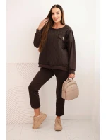 Dámský souprava z viskózy s model 21439226 mikinou a kalhotami hnědý - K-Fashion Dámský souprava z viskózy s model 21439226 mikinou a kalhotami hnědý - K-Fashion