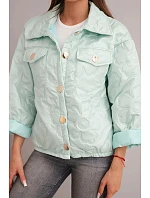 Dámska jarná prešívaná bunda s kvetinovým vzorom light mint