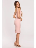 Šaty s ozdobným řetízkem na zádech pudrové model 18004047 - Moe