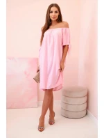 Dámske viskózové šaty 81785 candy pink - Kesi