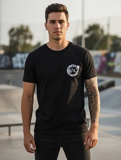 Pánske tričko s potlačou WORKSHOP čierne FashionStreet NX075R