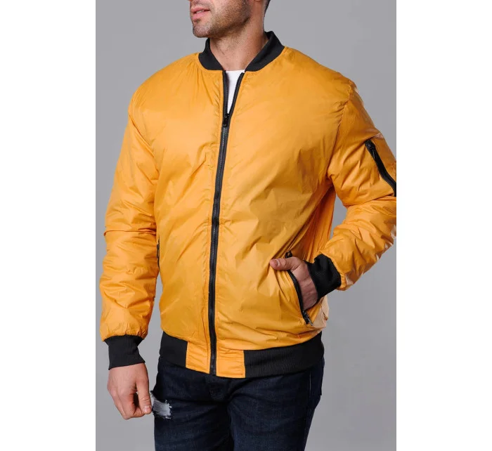 Tmavo žltá pánska bunda typu "bomber" s prešívanou podšívkou (AK95-22)