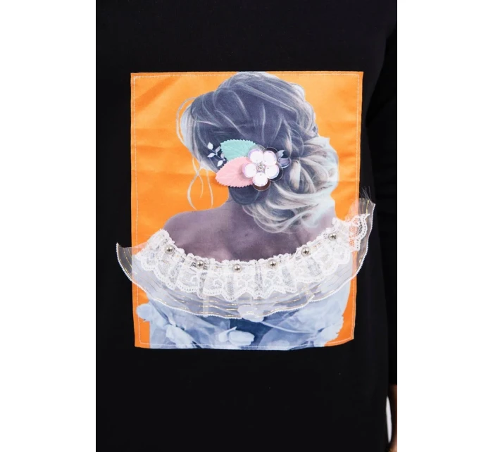 Šaty s 3D model 18744120 krajková černá - K-Fashion