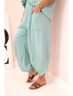 Komplet z viskózy halenka + kalhoty tmavá máta Komplet z viskózy halenka + kalhoty tmavá máta
