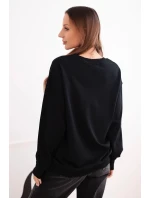 Dámska základná bavlnená mikina s okrúhlym výstrihom čierna