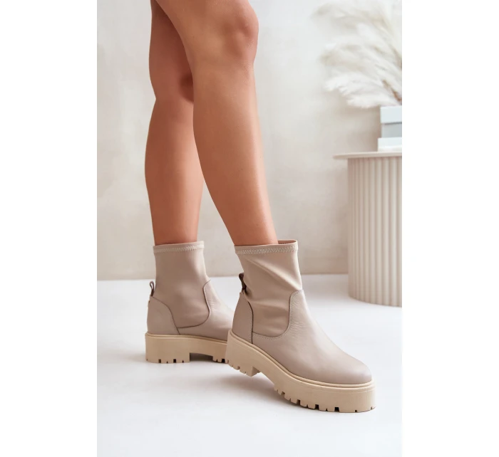 Dámské boty na z přírodní kůže béžové model 21673000 - Zazoo