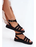Dámské sandály na platformě se zlatým detailem černé model 21699033 - Boto Dámské sandály na platformě se zlatým detailem černé model 21699033 - Boto