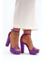 Pohodlné semišové sandále na vysokom podpätku, Purple Essence