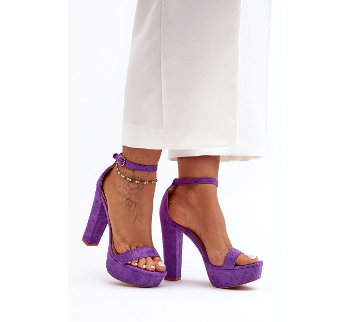 Pohodlné semišové sandále na vysokom podpätku, Purple Essence