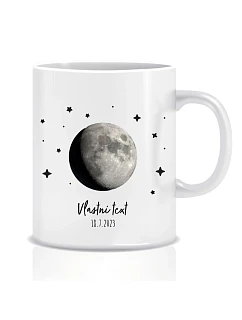 Personalizovaný klasický biely keramický hrnček s objemom 300 ml s vyobrazením fázy mesiaca