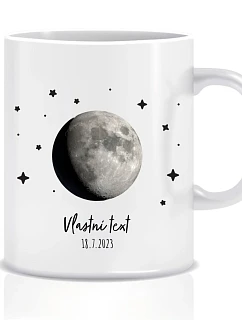Personalizovaný klasický biely keramický hrnček s objemom 300 ml s vyobrazením fázy mesiaca
