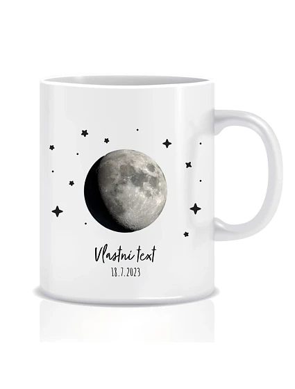 Personalizovaný klasický biely keramický hrnček s objemom 300 ml s vyobrazením fázy mesiaca Personalizovaný klasický biely keramický hrnček s objemom 300 ml s vyobrazením fázy mesiaca