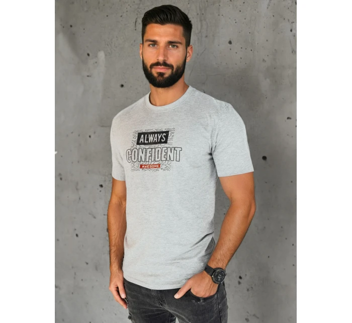 FashionStreet šedé pánske tričko s potlačou RX5406 FashionStreet šedé pánske tričko s potlačou RX5406