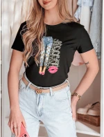Dámské tričko s potiskem černé Dstreet model 21986868 - FashionStreet