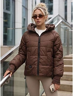 Dámská prošívaná bunda s kapucí, hnědá, FashionStreet TY5760