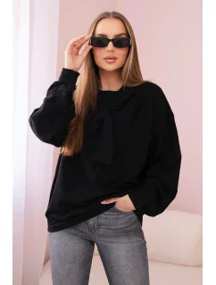 Bavlnená blúzka s mašľou čierna