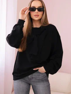 Bavlnená blúzka s mašľou čierna