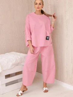 Komplet nových mikinových kalhot Punto tmavě pudrově růžová