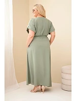 Dámské šaty Plus Size s nabíraným pasem khaki Dámské šaty Plus Size s nabíraným pasem khaki