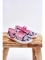 Dziecięce Baleriny W Kwiatuszki Granatowo-Różowe Noah Dziecięce Baleriny W Kwiatuszki Granatowo-Różowe Noah