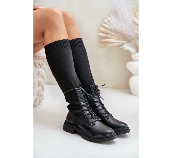 Zateplené Kozačky Se Svrškem Černé model 21679821 - Boto
