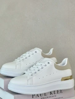 Nízke dámske tenisky na platforme z ekokože biele a béžové Nevelena